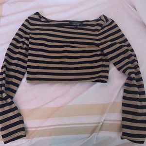 Cropped stripped long sleeve shirt